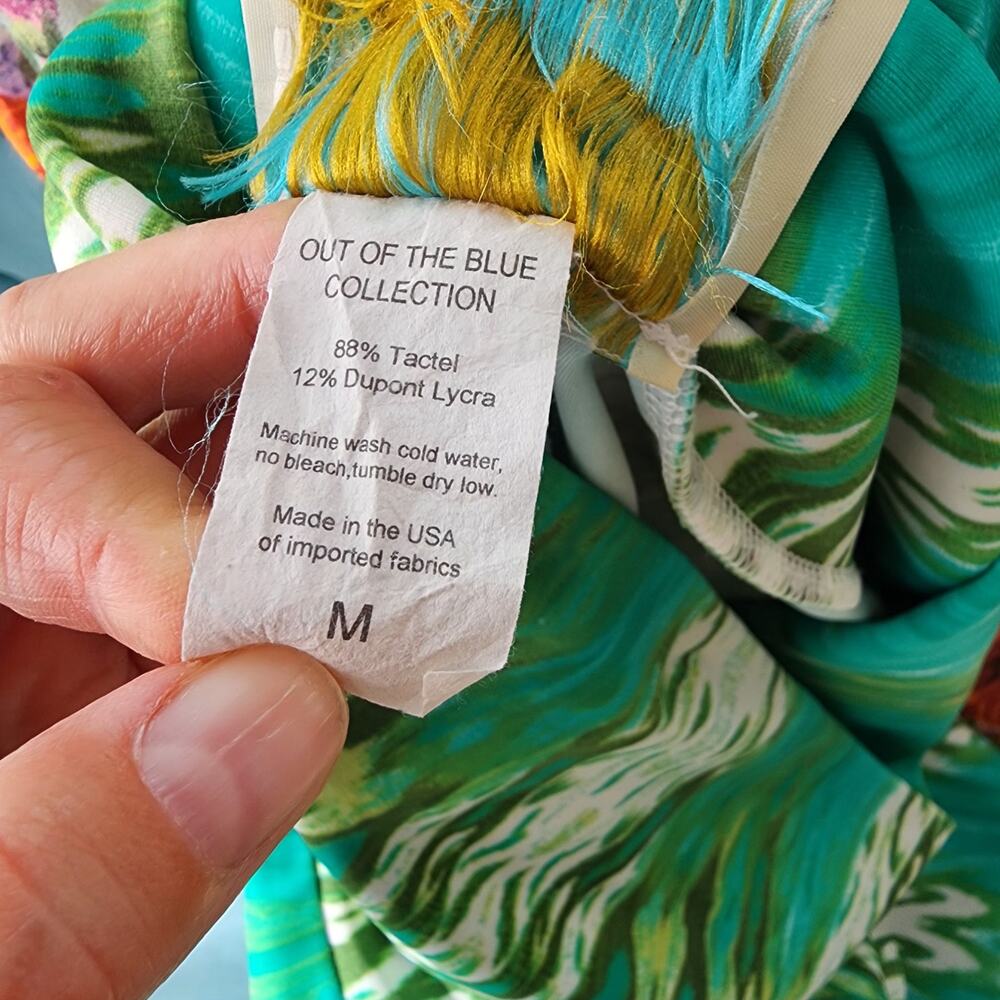 Patti Biggs Vintage green Palazzo pull-on Pants M Hippie Boho Tropical tencel - Picture 11 of 11